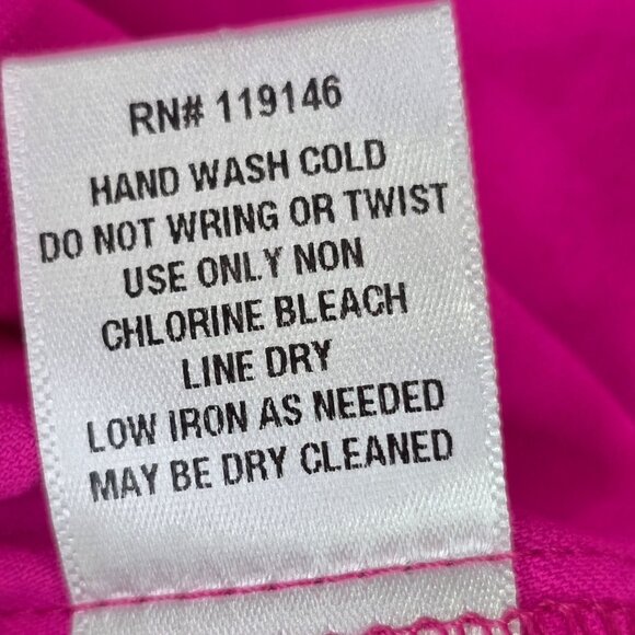 Womens Jodifl Fuchia Pink Scalloped V-Neck Blouse 3/4 Sleeve 100% Polyester L - Picture 8 of 8